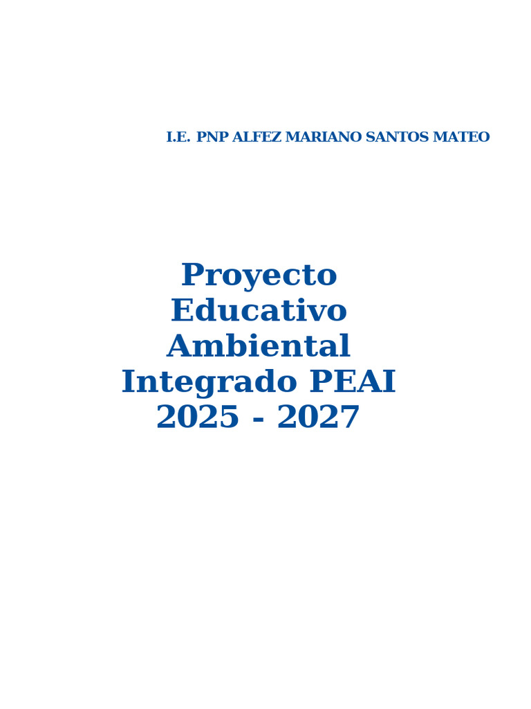 Proyecto Educativo Ambiental 2025-2027 | PDF | Agua | Residuos