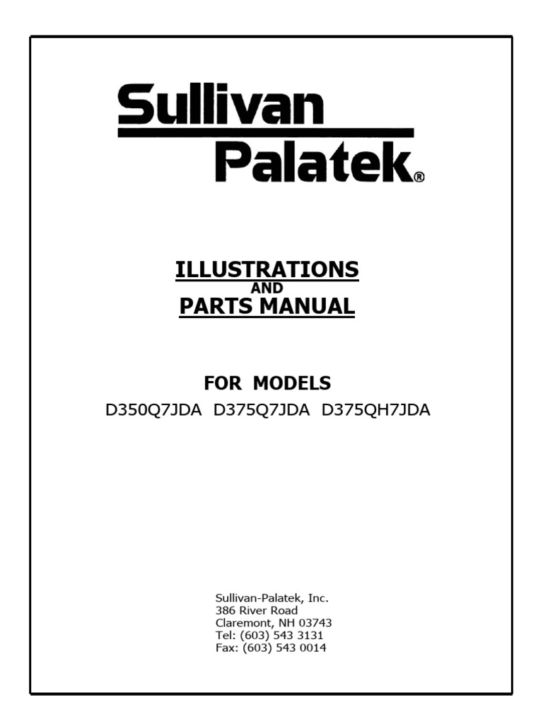 Sullivan-Palatek Parts Manual D350/D375 | PDF | Valve | Engines