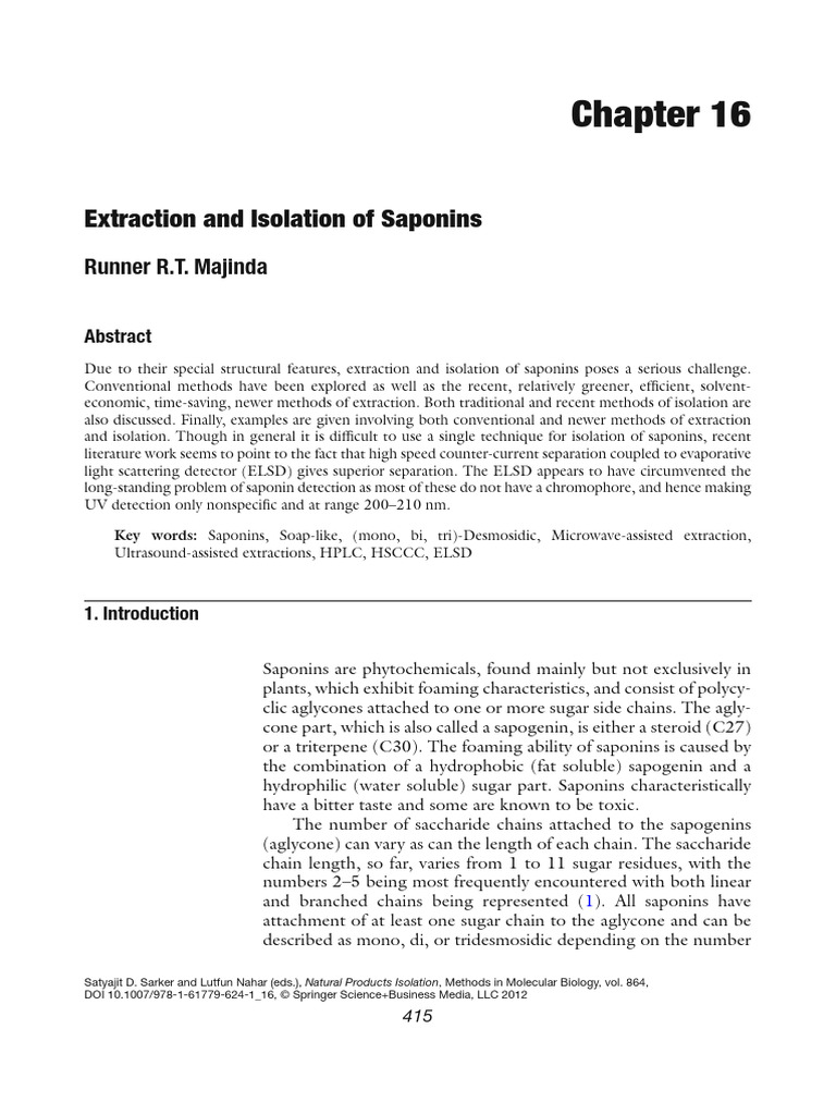 Saponin Extraction and Isolation Methods | PDF | Thin Layer ...
