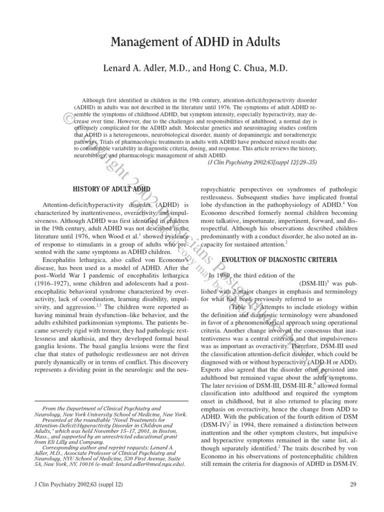 Management of ADHD in Adults | PDF | Attention Deficit Hyperactivity ...
