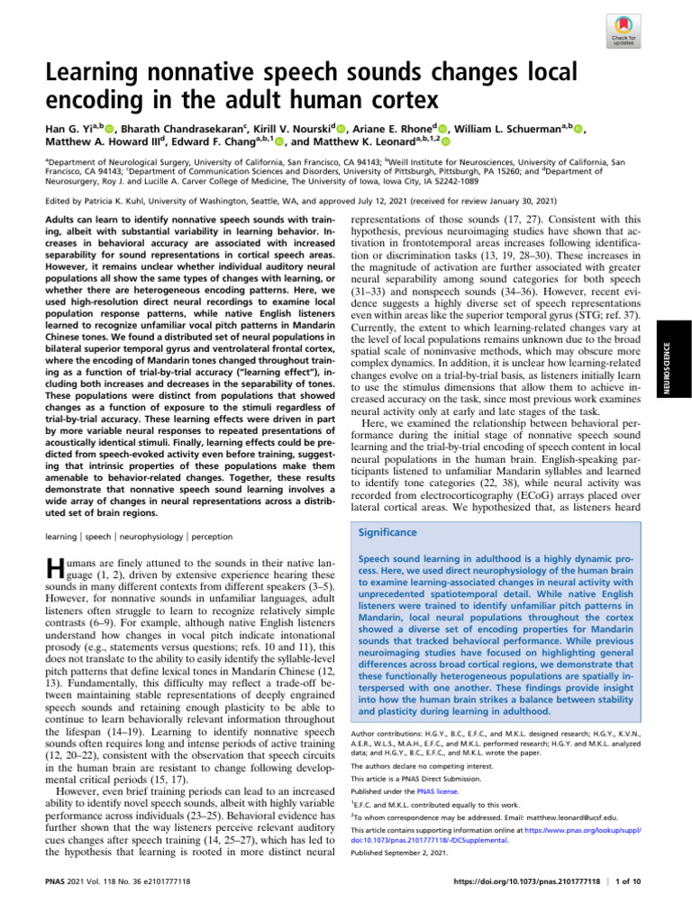 Learning Nonnative Speech Sounds Changes Local Encoding in The Adult ...
