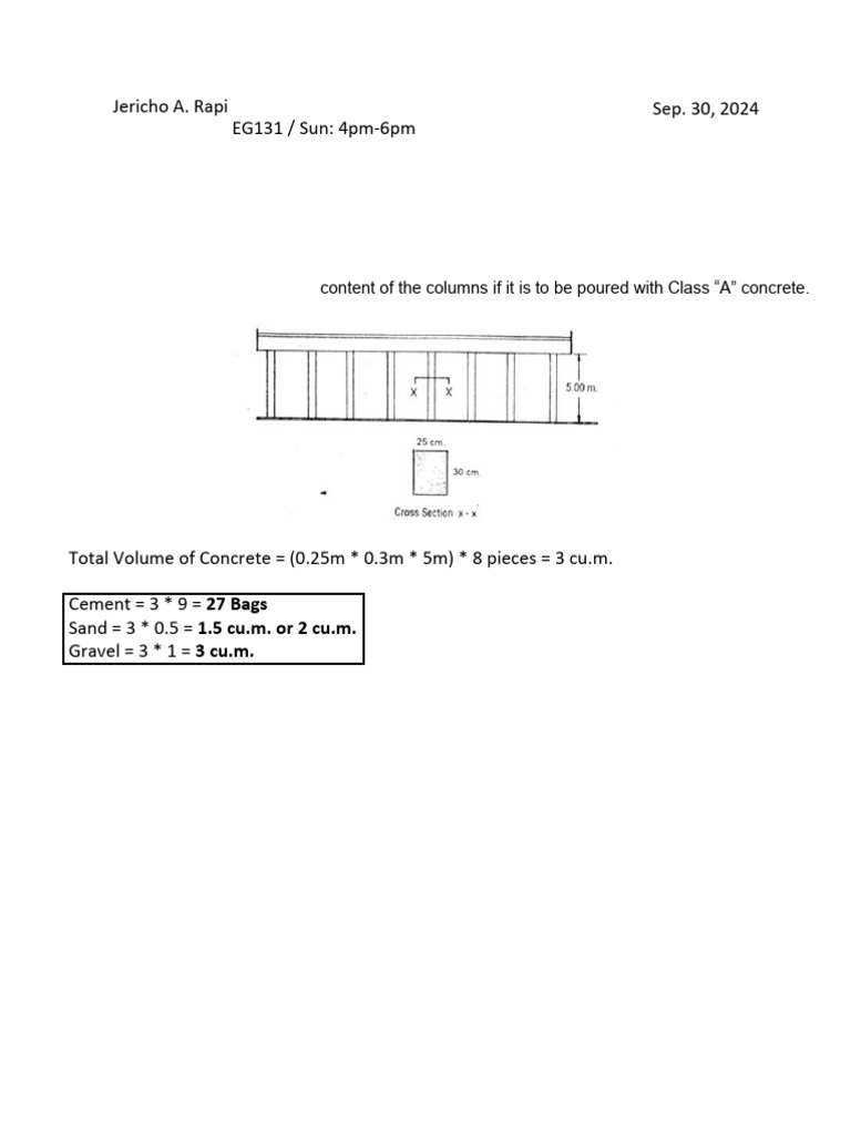 Total Area Calculation for Column Forms | PDF | Concrete | Cement