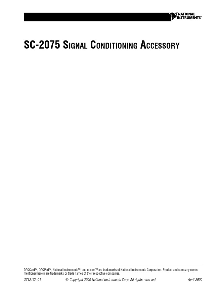 SC-2075 Signal Conditioning Guide | PDF | Electrical Connector ...