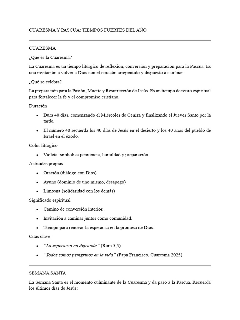 Cuaresma y Pascua: Significado y Celebración | PDF | Pascua de ...