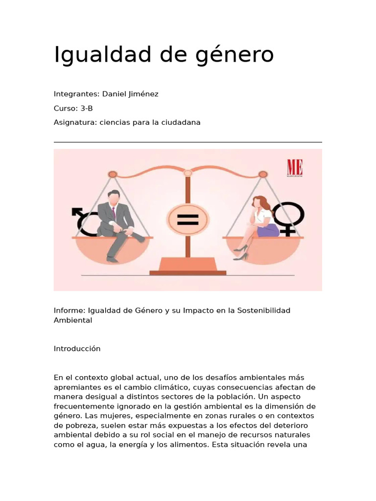 Igualdad de Género y Sostenibilidad Ambiental | PDF | Sustentabilidad ...