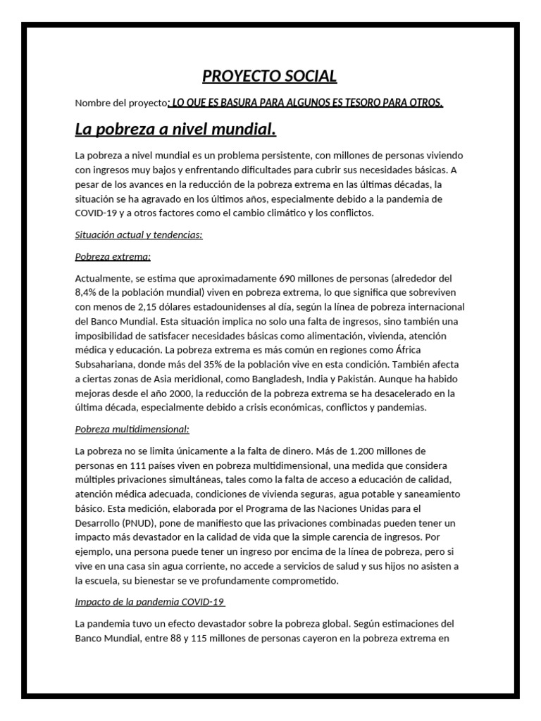 Pobreza Global: Causas y Soluciones | PDF | Pobreza | Pobreza e indigencia