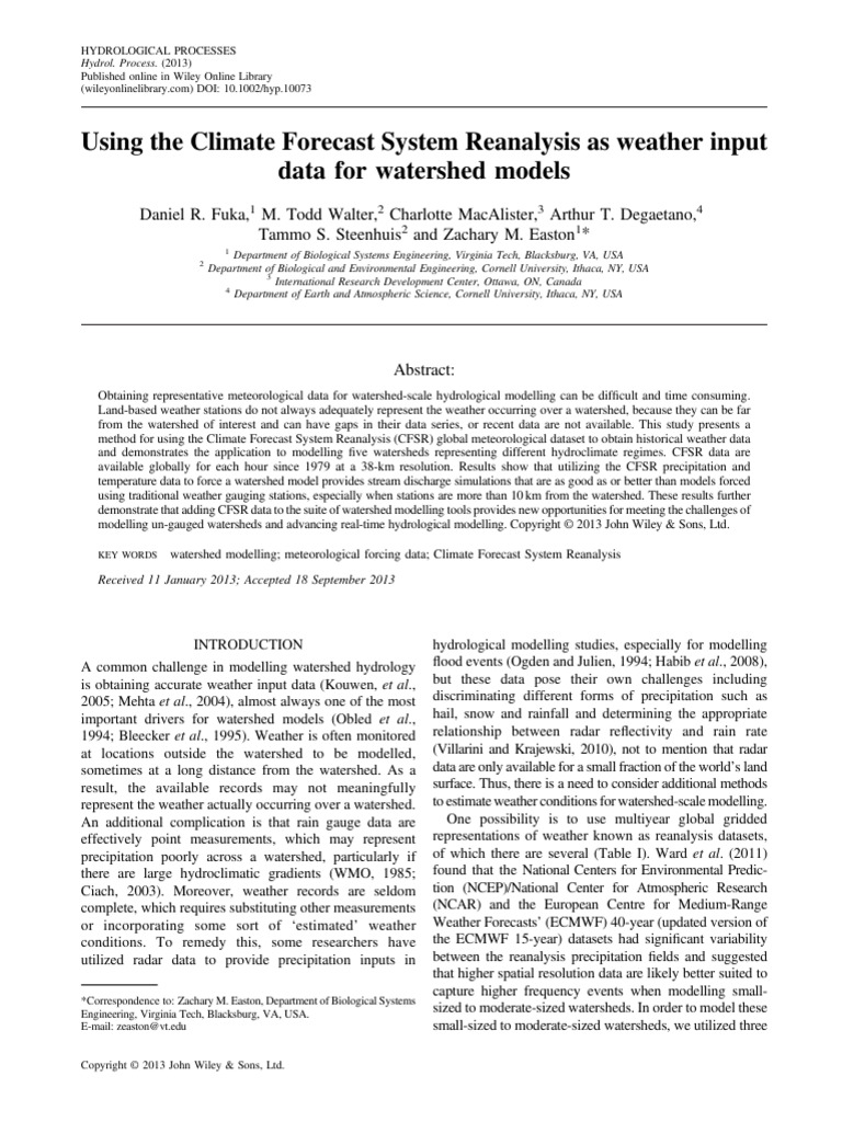CFSR Data for Watershed Modeling | PDF | Weather Forecasting | Drainage ...