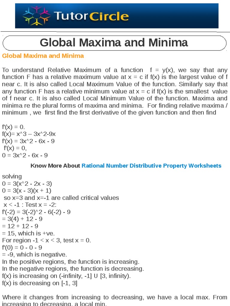 Global Maxima and Minima | PDF | Science & Mathematics