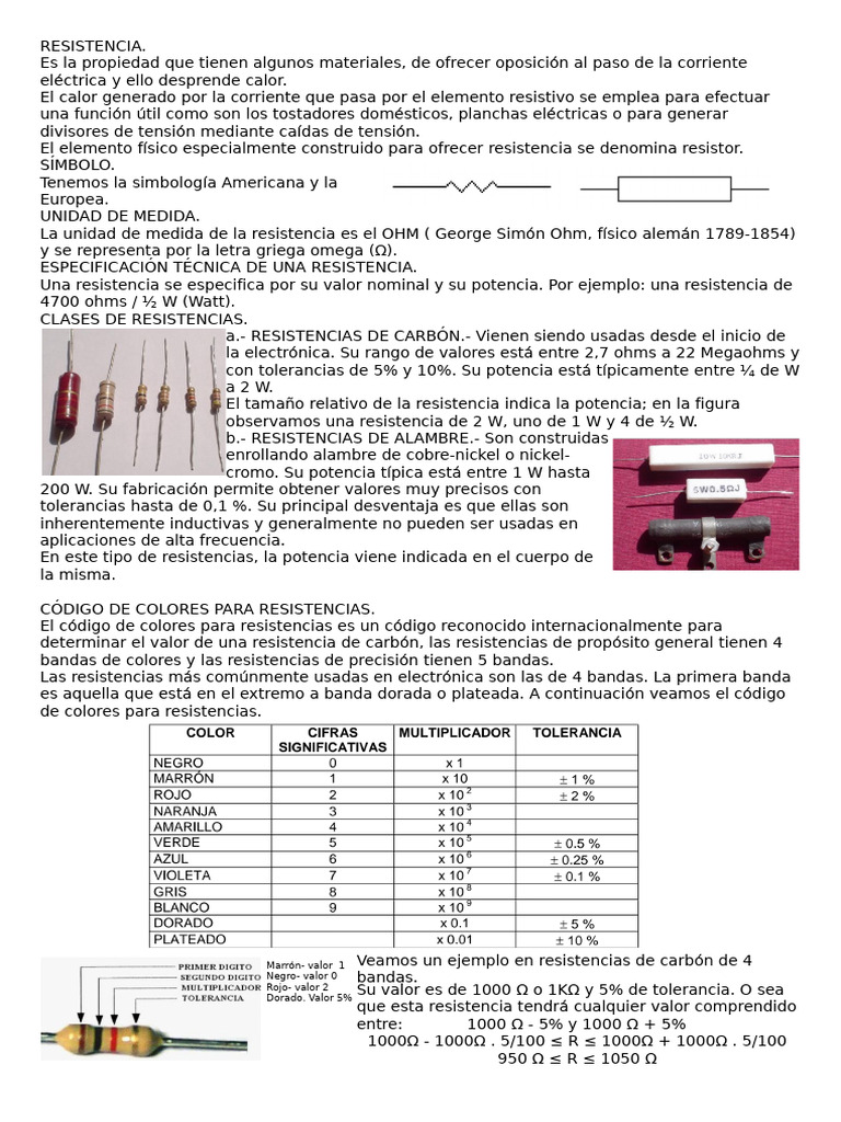 Tipos y Conexiones de Resistencias Eléctricas | PDF | Resistencia ...