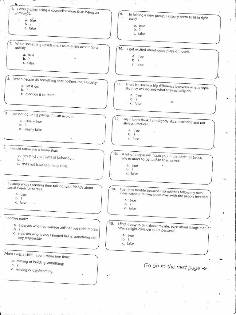 Personality Test Scanned | PDF