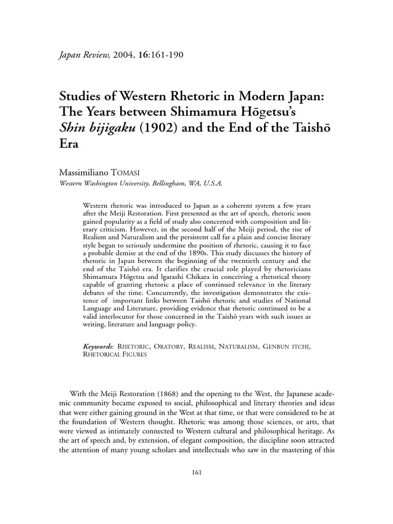 Rhetoric's Evolution in Taisho Japan | PDF | Rhetoric | Aesthetics