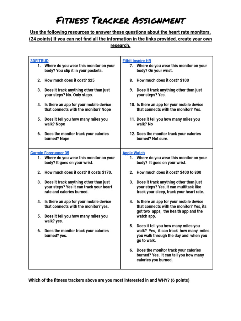 Fitness Tracker Assignment | PDF | Fitbit | Mobile Software
