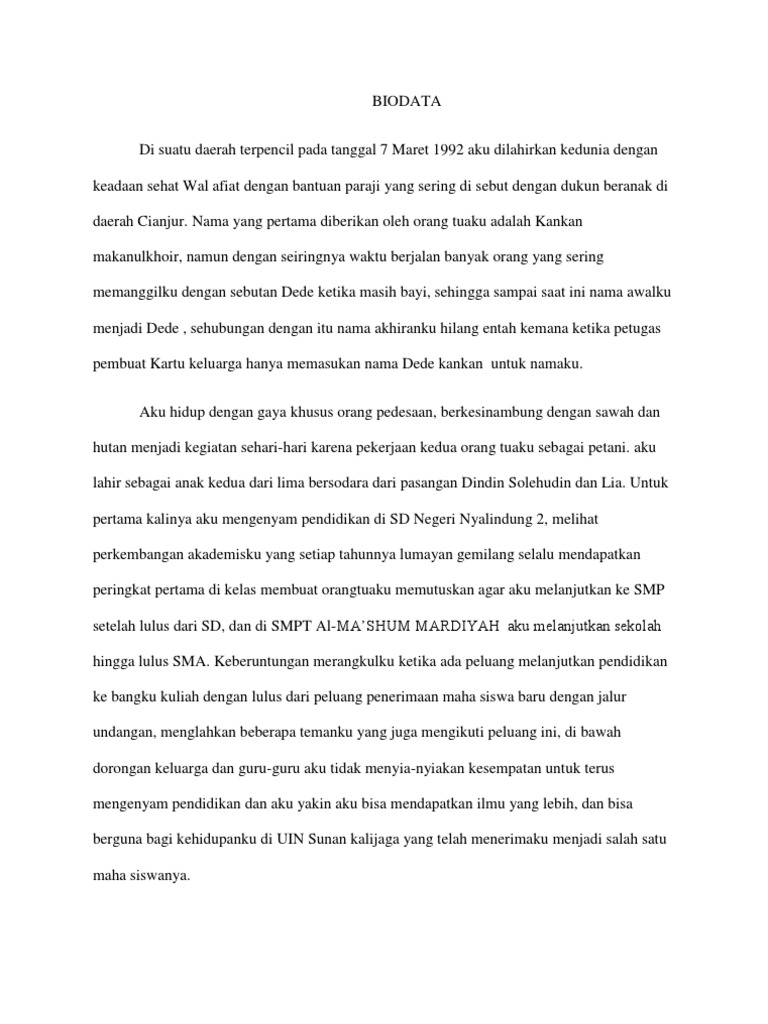 Contoh Daftar Riwayat Hidup Berupa Narasi - Home Design Studio