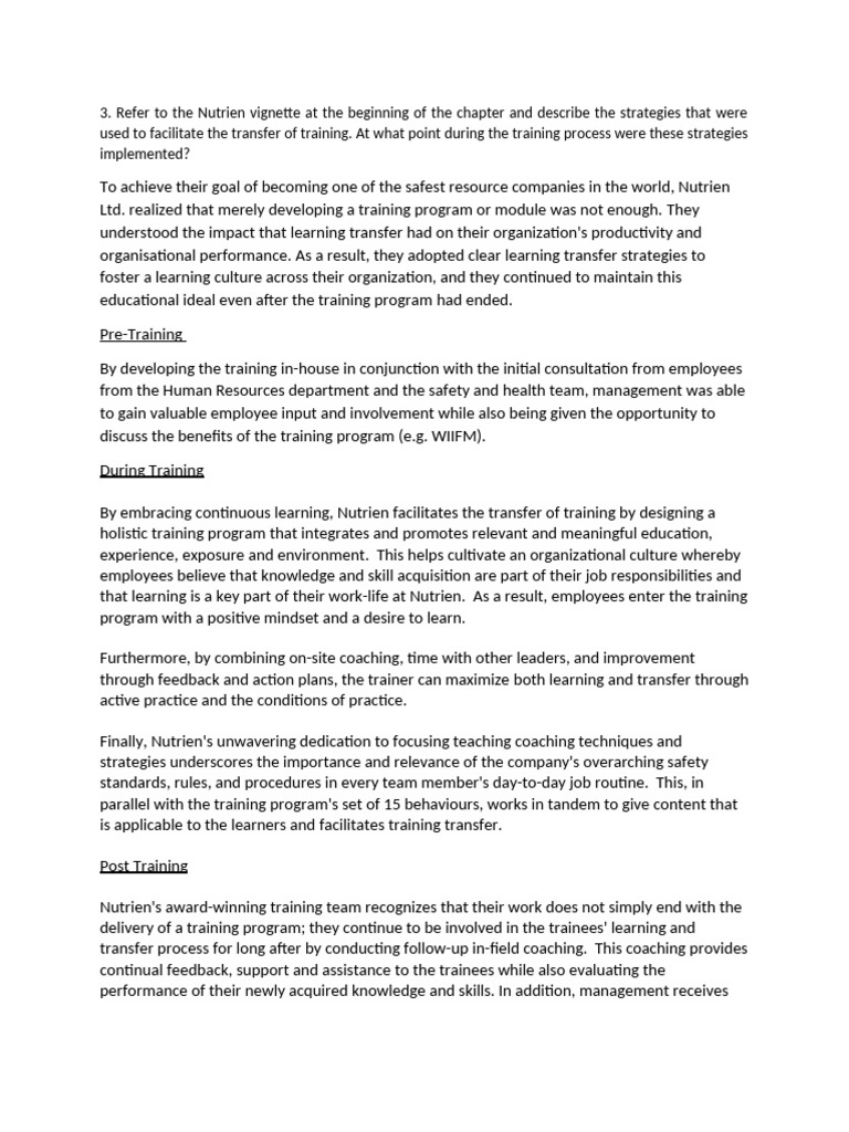 Nutrien's Effective Training Transfer Strategies | PDF | Learning ...