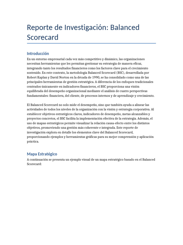 Implementación del Balanced Scorecard | PDF