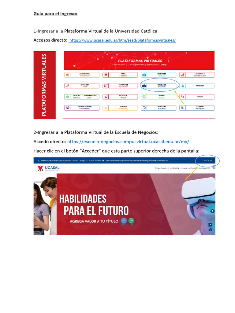 Pasos para Ingresar Plataforma Virtual Escuela de Negocios 2025 y ...