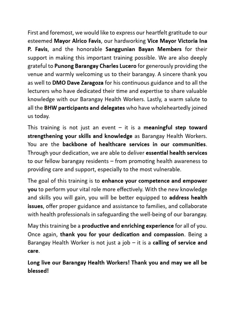 English Welcome Message | PDF