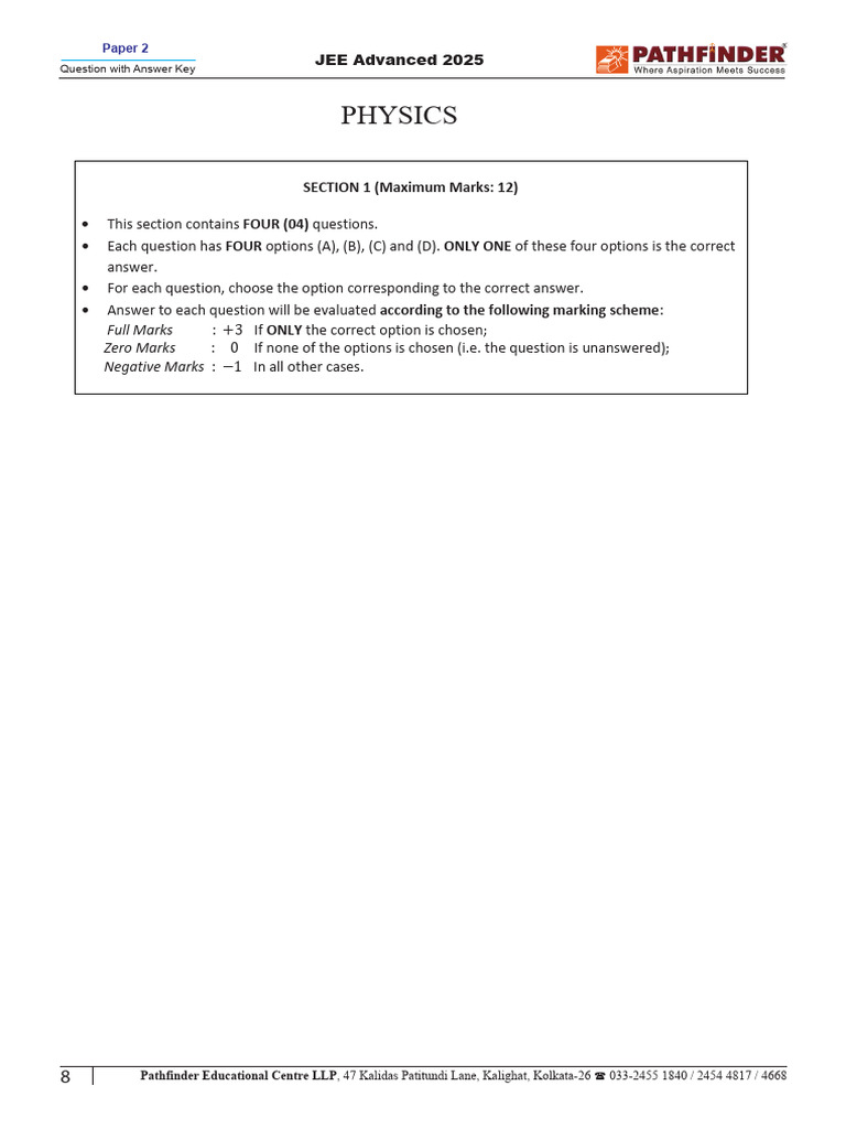 Physics JEE Adv 2025 P2 | PDF | Electron | Atoms