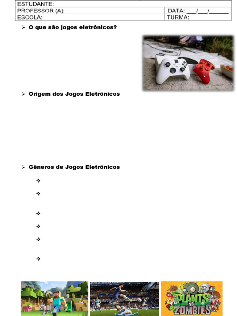 Atividade Jogos Eletronicos | PDF | Videogames | Jogos