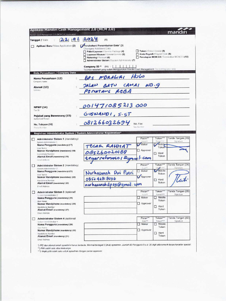 Form Aplikasi MCM Edit | PDF