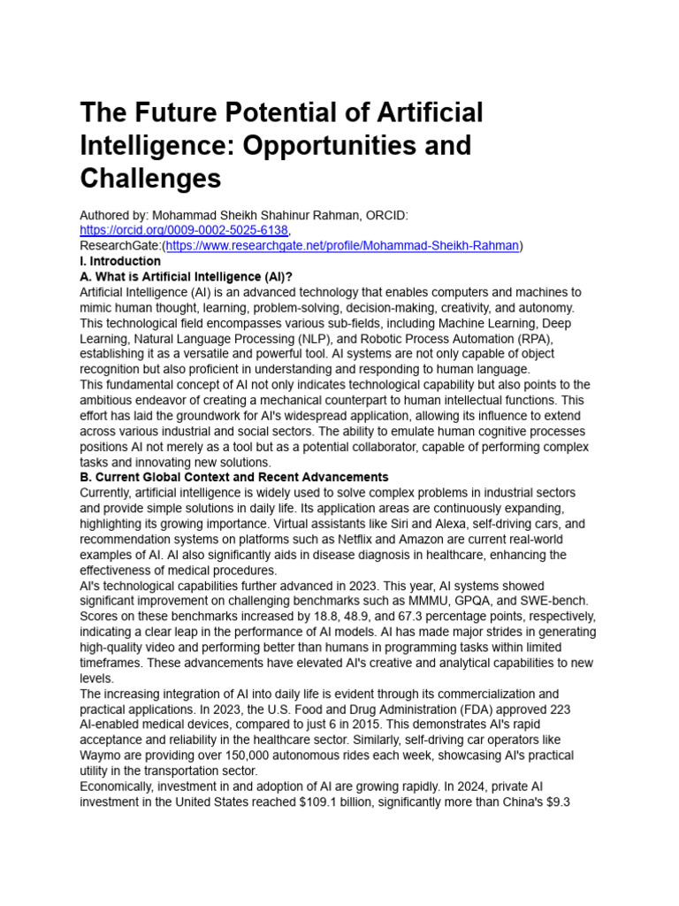 Future of AI: Opportunities & Challenges | PDF | Artificial ...