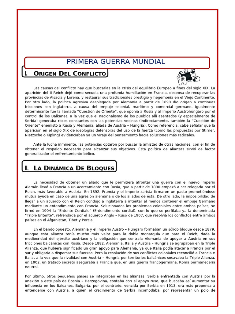 Causas y desarrollo de la Primera Guerra Mundial | PDF | Austria ...