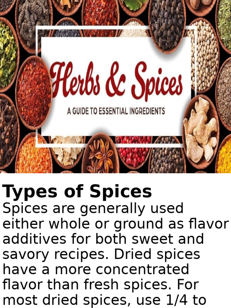 Essential Guide to Common Spices | PDF | Dill | Coriander