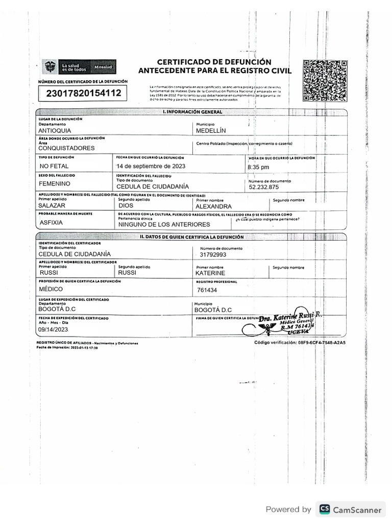 Certificado de Defunción (N) | PDF
