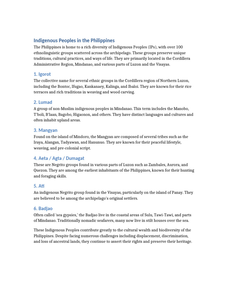 Indigenous Peoples of the Philippines | PDF