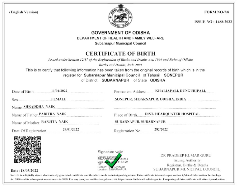 Birth Certificate Final | PDF