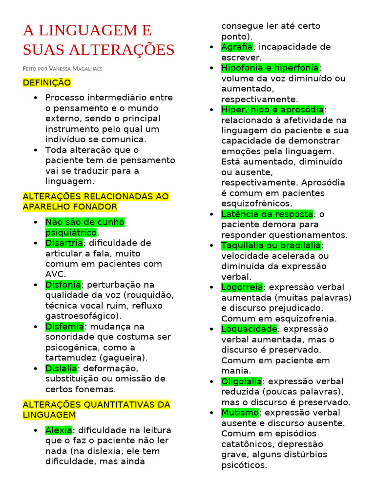 Hiperfonia e Alterações na Linguagem | PDF | Gaguejo | Esquizofrenia