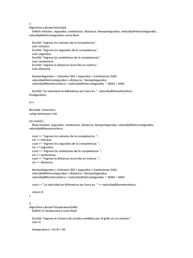 Problemas Pseint C++ Segundo Corte.. | PDF | C ++ | Modelos de computación