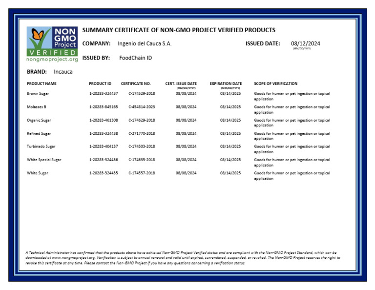 Non-GMO Verified Sugar Products | PDF | Carbohydrate Chemistry ...