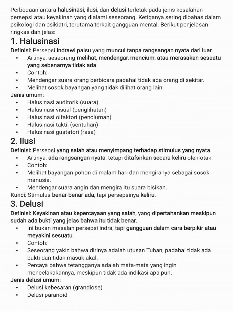 Halusinasi Dan Delusi | PDF
