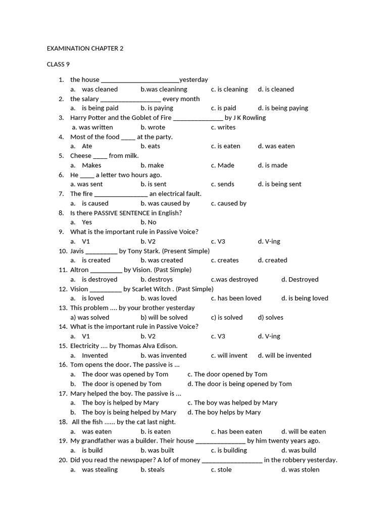 Examination Chapter 2 Class 9 | PDF | Harry Potter