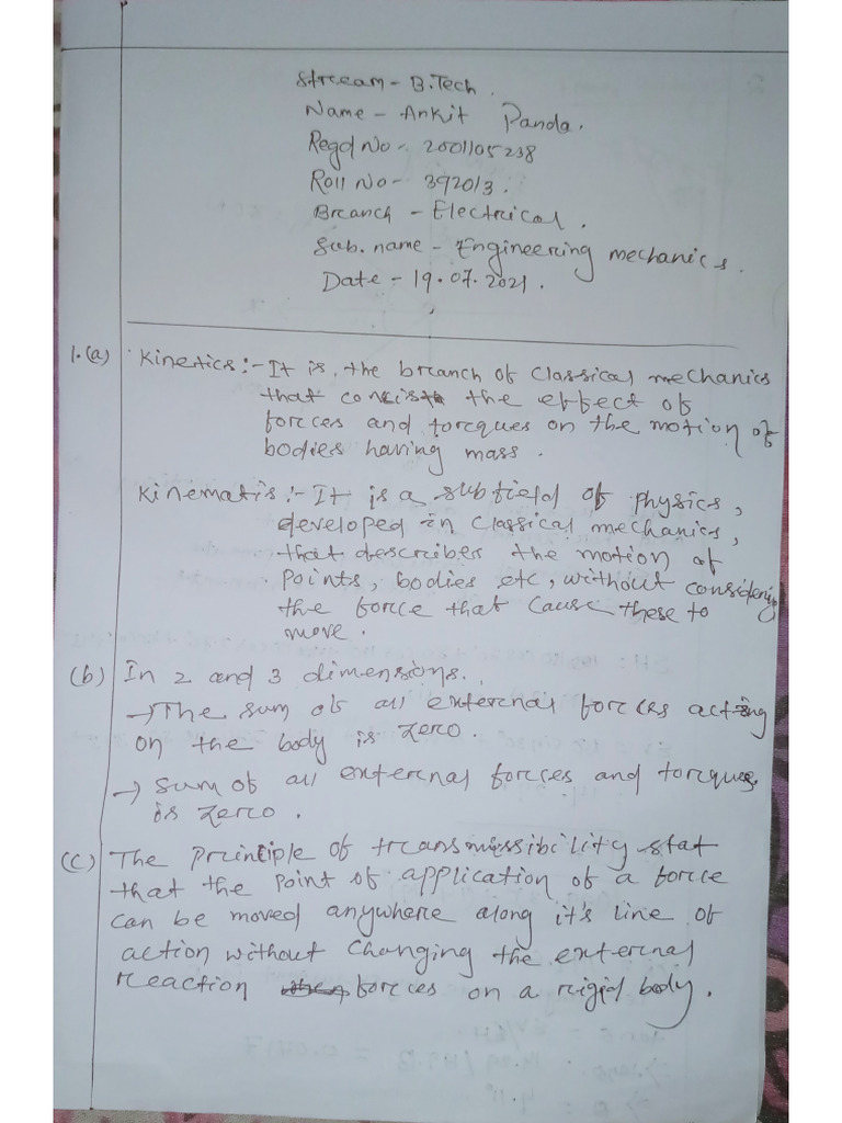 Engineering Mechanics Solutions Paper | PDF