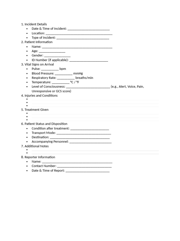 Incident Report Template for Patients | PDF