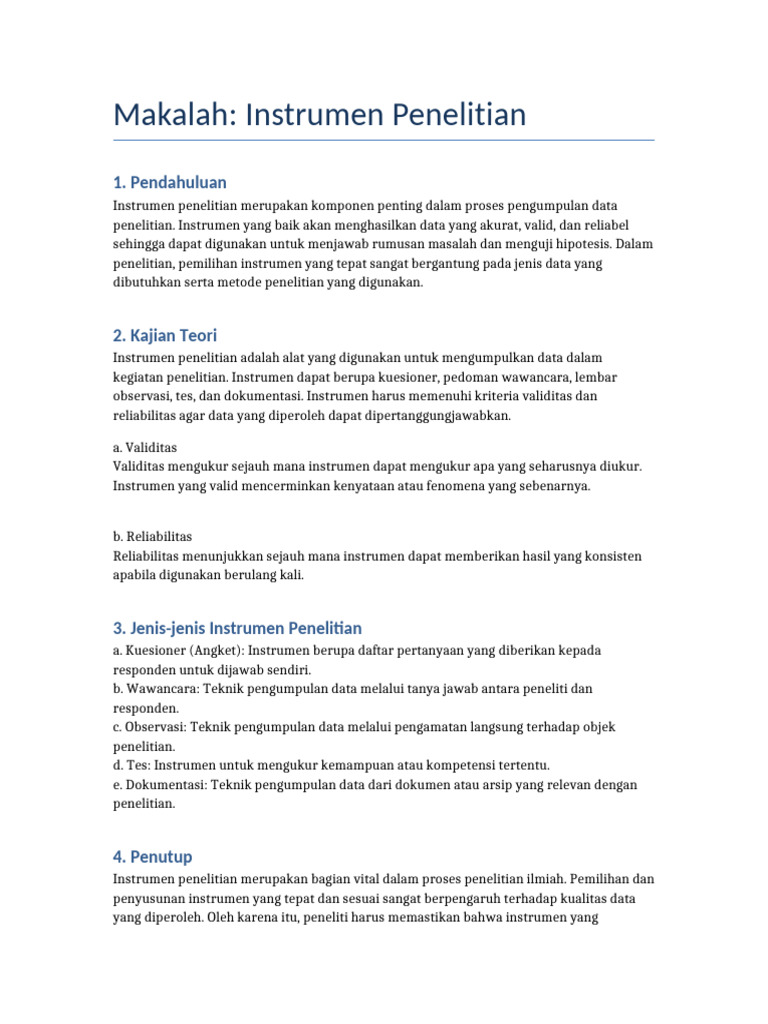 Makalah_Instrumen_Penelitian | PDF