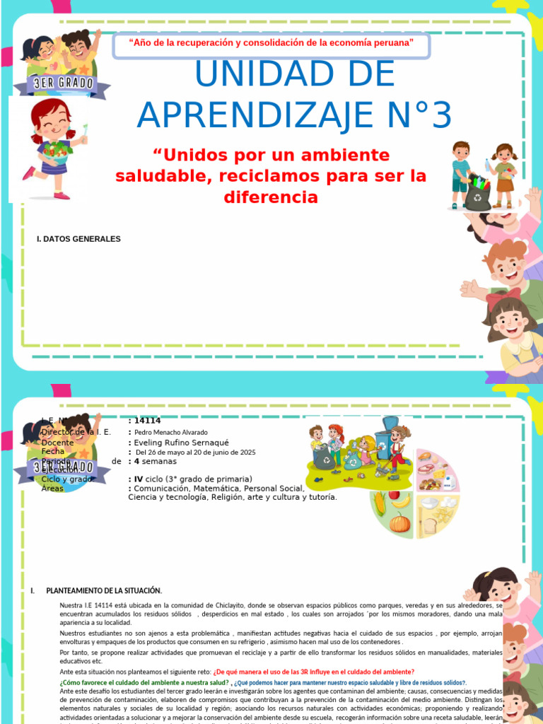 3ro Unidad de Aprendizaje N°3 | PDF | Aprendizaje | Experiencia