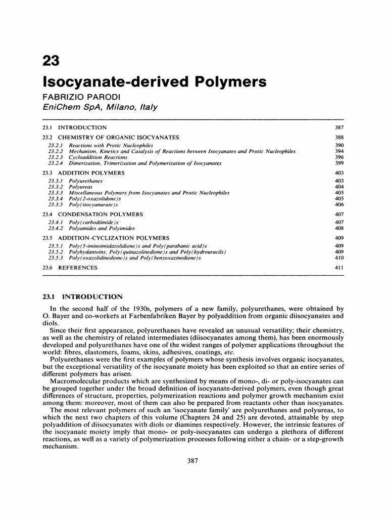 Isocyanate-Derived Polymers: Enichem Spa, Milano, Italy | PDF ...