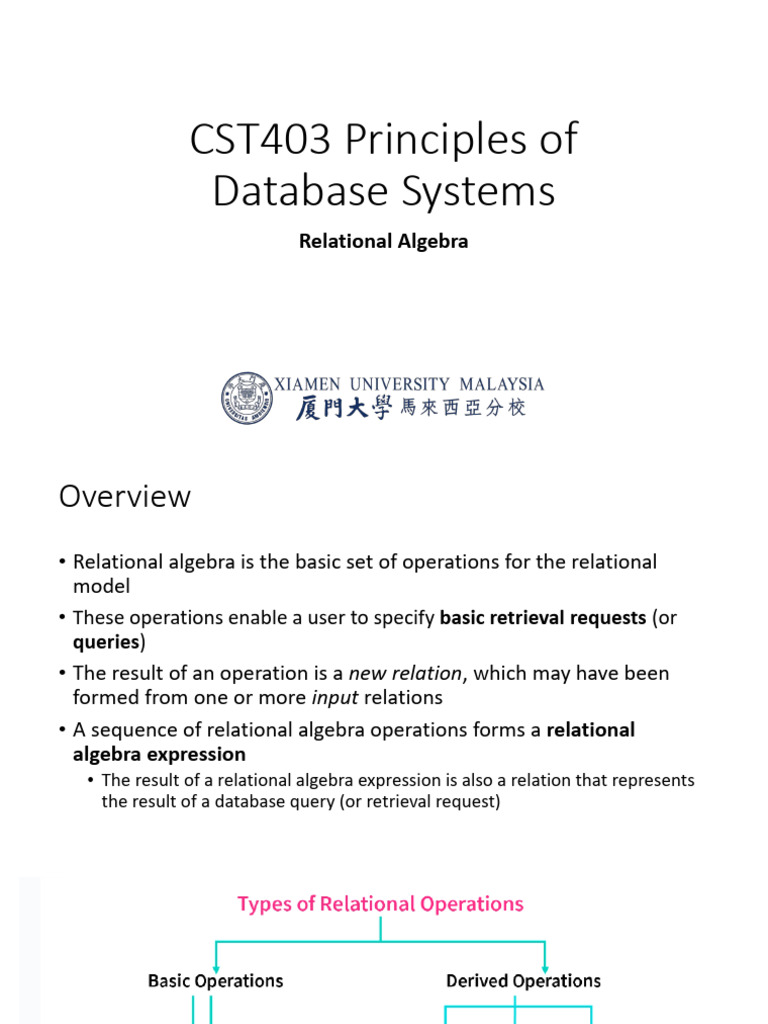 Relational Algebra Operations Explained | PDF | Relational Model ...