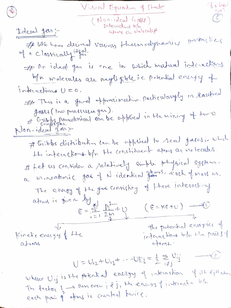 Virial and Coefficients-Stat Mech | PDF