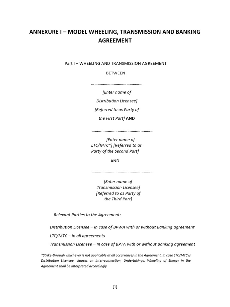 Wheeling and Transmission Agreement Template | PDF | Electrical Grid ...