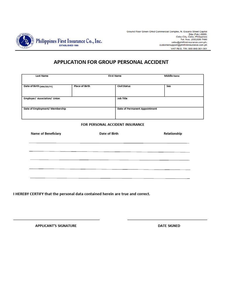 Philfirst Application Form | PDF