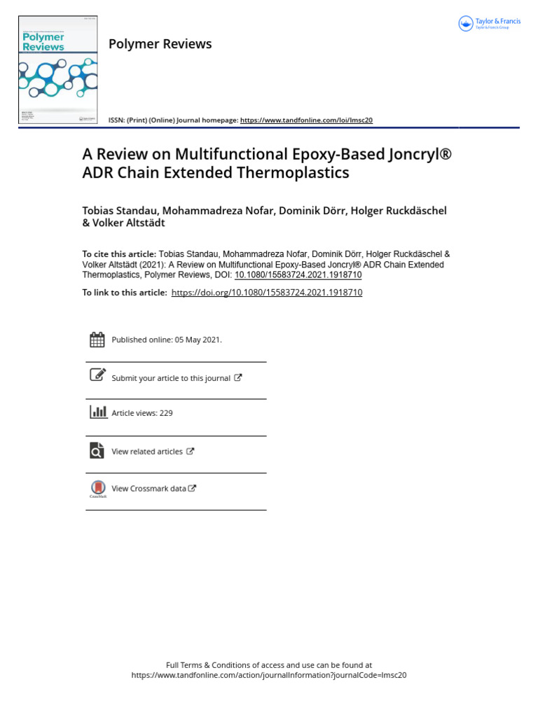 Multifunctional Epoxy Joncryl® ADR Review | PDF | Polymers | Epoxy
