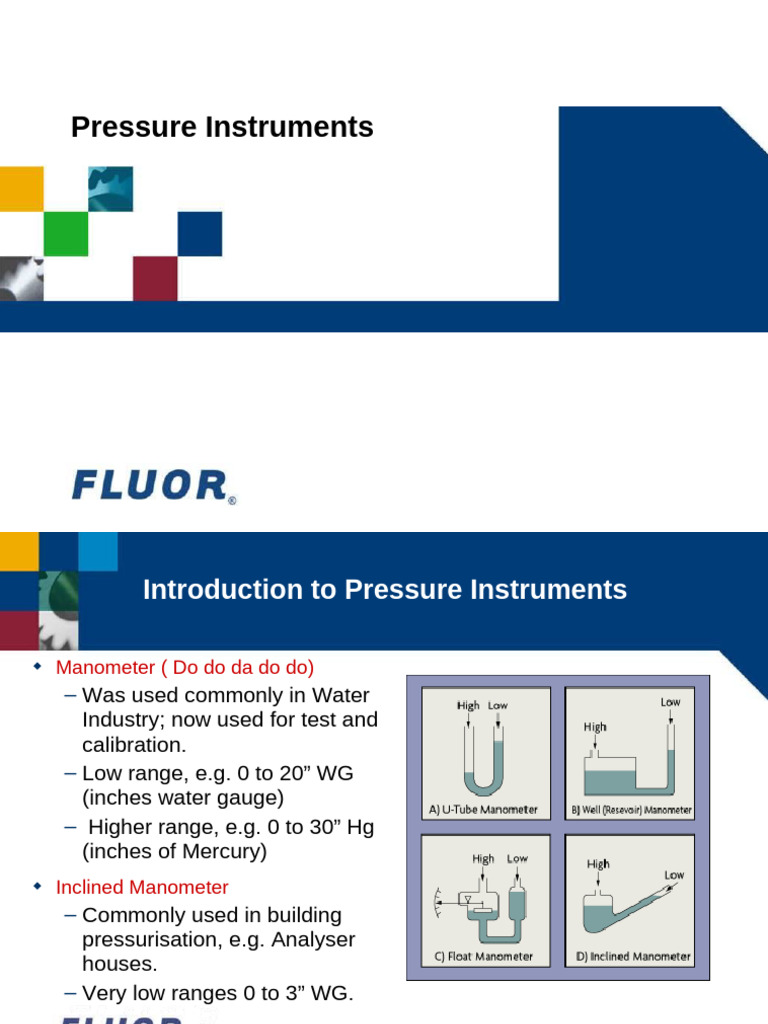 Instrumentation - Pressure | PDF | Pressure Measurement | Pressure