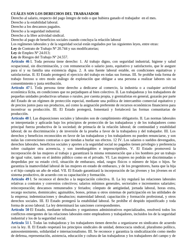 Derechos Laborales Esenciales para Trabajadores | PDF | Derecho laboral ...