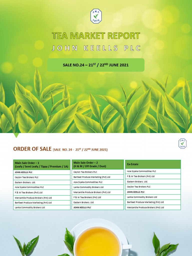 John Keells PLC Tea Market Report of 22nd June 2021 | PDF | Hot Drinks ...