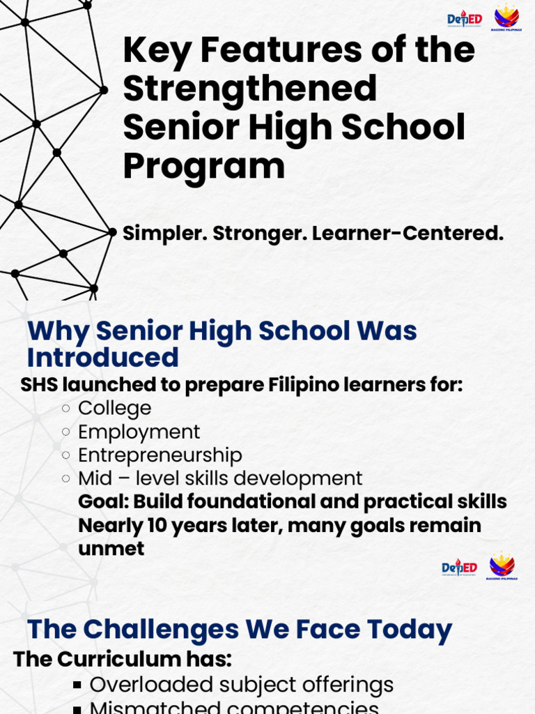 Strengthened Senior High School Program Overview | PDF | Science ...