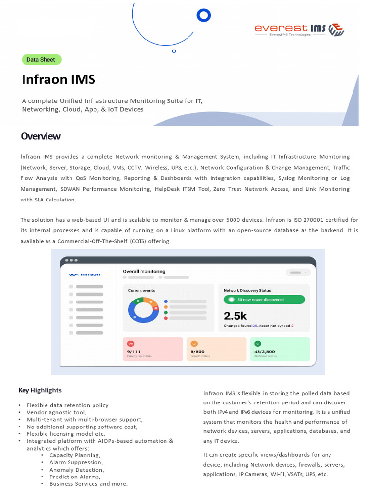 Infraon IMS: Unified IT Monitoring Suite | PDF | Computer Network ...